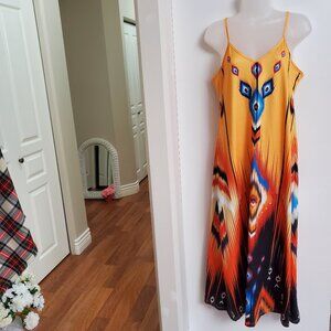 NEW Shein Aztec Golden Yellow Maxi-Dress MEDIUM 34/35 Bust
